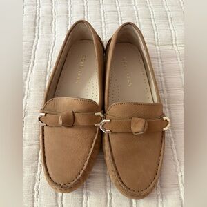 Cole Haan Evelyn Bow Driver Flats Loafers Tan Leather Women’s‎ 5.5C